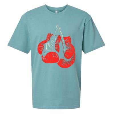 Hanging Red Boxing Gloves Graphic Gift Sueded Cloud Jersey T-Shirt