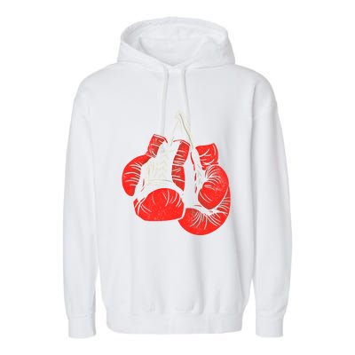 Hanging Red Boxing Gloves Graphic Gift Garment-Dyed Fleece Hoodie