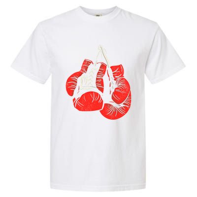 Hanging Red Boxing Gloves Graphic Gift Garment-Dyed Heavyweight T-Shirt