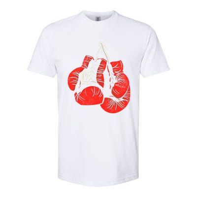 Hanging Red Boxing Gloves Graphic Gift Softstyle CVC T-Shirt