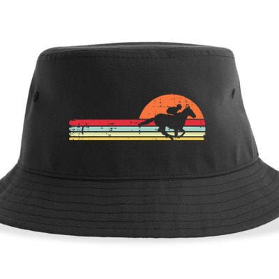 Horse Riding Chest Sunset Retro Racing Equestrian Sustainable Bucket Hat