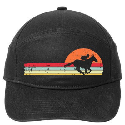 Horse Riding Chest Sunset Retro Racing Equestrian 7-Panel Snapback Hat