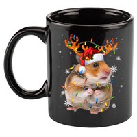 Hamster Reindeer Christmas Lights Funny Hamster Xmas Gift 11oz C Handle Ceramic Mug