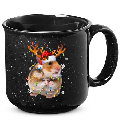Hamster Reindeer Christmas Lights Funny Hamster Xmas Gift 15oz Campfire Ceramic Mug