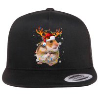 Hamster Reindeer Christmas Lights Funny Hamster Xmas Gift Flatbill Hat