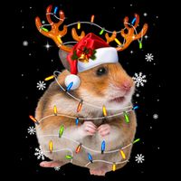 Hamster Reindeer Christmas Lights Funny Hamster Xmas Gift Flatbill Hat
