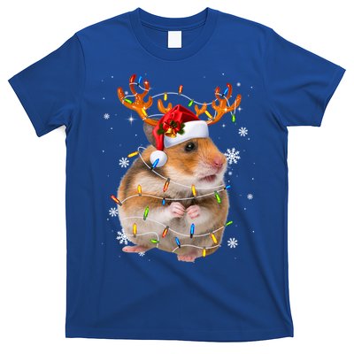 Hamster Reindeer Christmas Lights Funny Hamster Xmas Gift T-Shirt