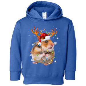 Hamster Reindeer Christmas Lights Funny Hamster Xmas Gift Toddler Hoodie