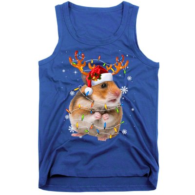 Hamster Reindeer Christmas Lights Funny Hamster Xmas Gift Tank Top