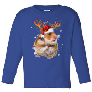 Hamster Reindeer Christmas Lights Funny Hamster Xmas Gift Toddler Long Sleeve Shirt