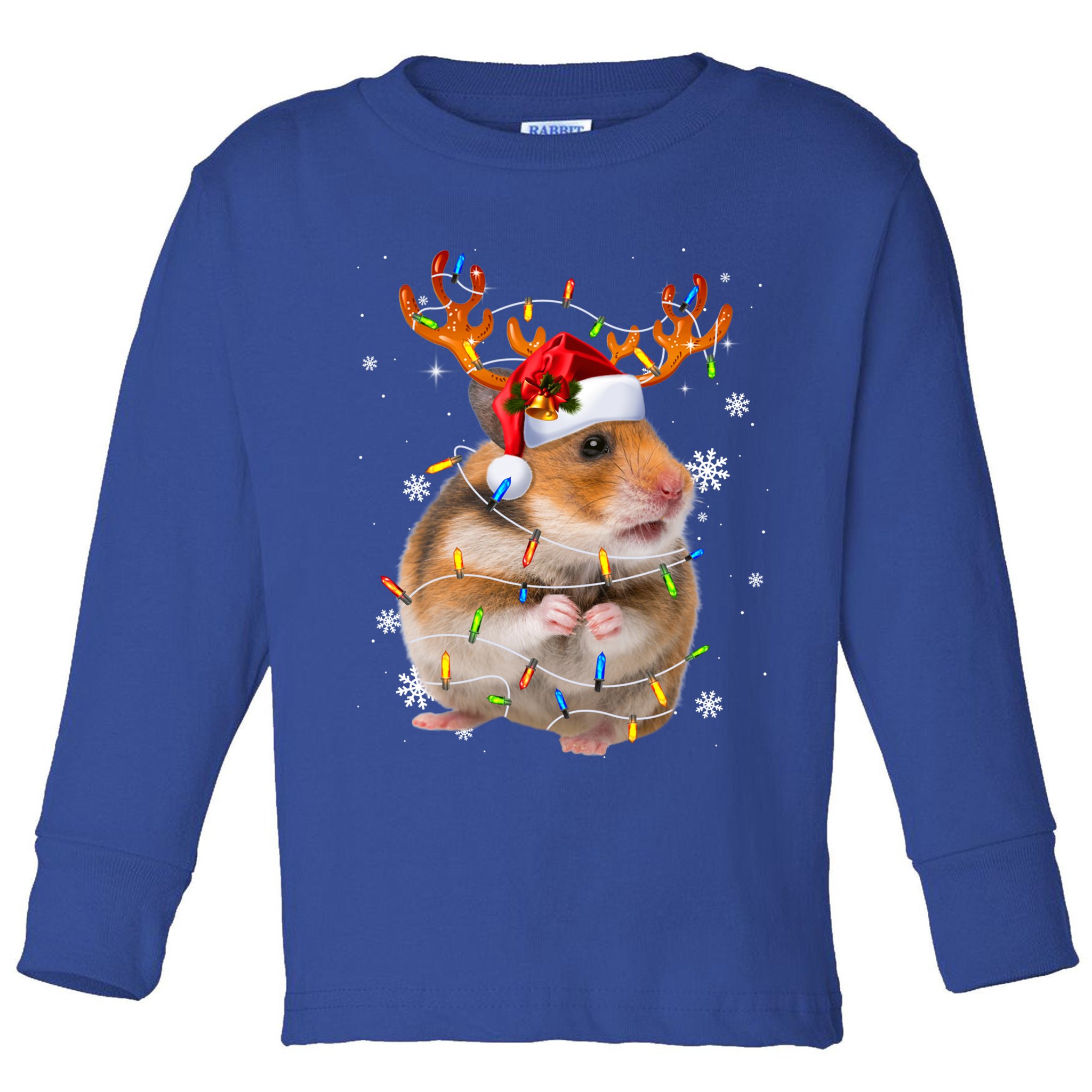 Hamster Reindeer Christmas Lights Funny Hamster Xmas Gift Toddler Long Sleeve Shirt