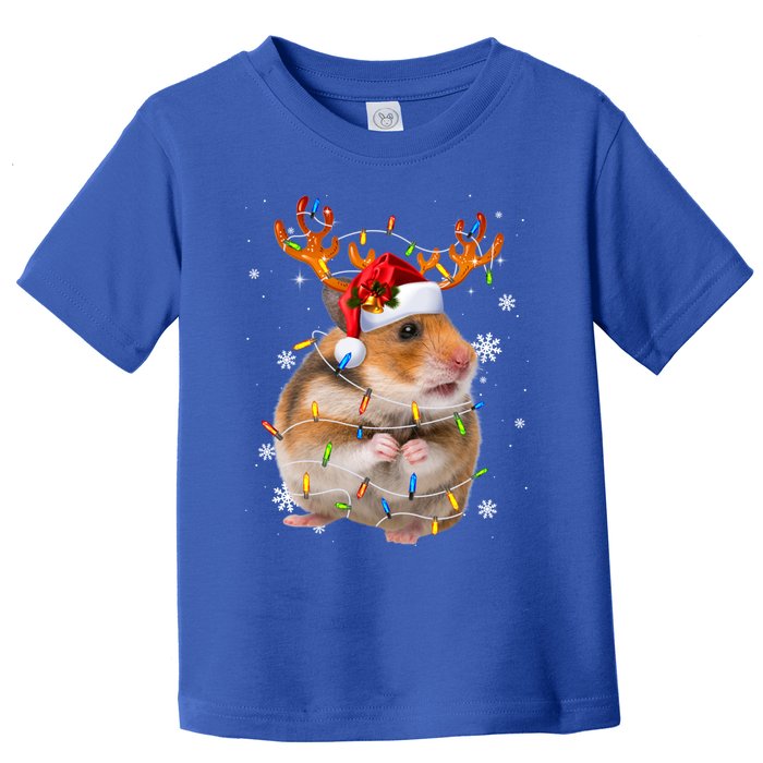 Hamster Reindeer Christmas Lights Funny Hamster Xmas Gift Toddler T-Shirt