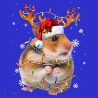 Hamster Reindeer Christmas Lights Funny Hamster Xmas Gift Womens T-Shirt