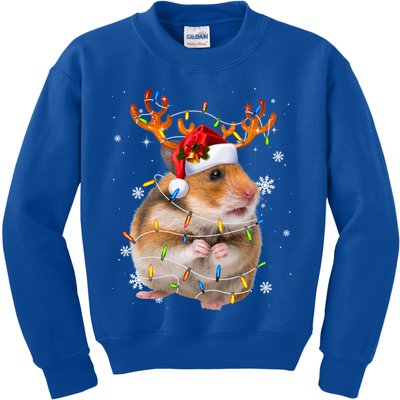 Hamster Reindeer Christmas Lights Funny Hamster Xmas Gift Kids Sweatshirt