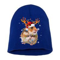 Hamster Reindeer Christmas Lights Funny Hamster Xmas Gift Short Acrylic Beanie