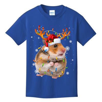 Hamster Reindeer Christmas Lights Funny Hamster Xmas Gift Kids T-Shirt