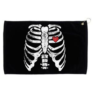 Heart Rib Cage Xray Adult Funny Halloween Skeleton Grommeted Golf Towel