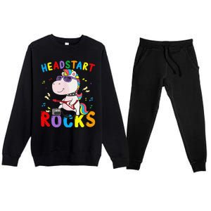 Headstart Rocks Cute Unicorn Back To School Premium Crewneck Sweatsuit Set