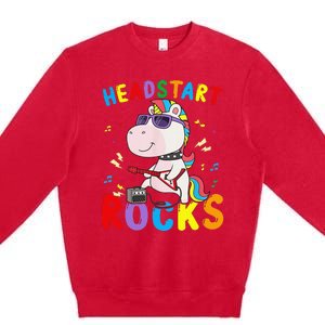 Headstart Rocks Cute Unicorn Back To School Premium Crewneck Sweatshirt