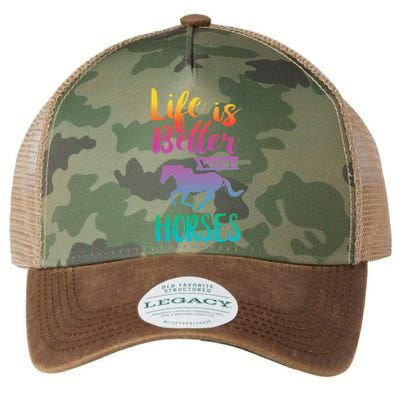 Horseback Riding Cute Life Is Better With Horses Legacy Tie Dye Trucker Hat