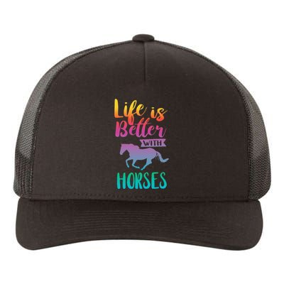 Horseback Riding Cute Life Is Better With Horses Yupoong Adult 5-Panel Trucker Hat