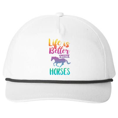 Horseback Riding Cute Life Is Better With Horses Snapback Five-Panel Rope Hat