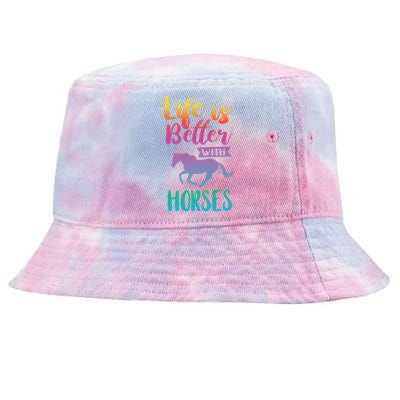 Horseback Riding Cute Life Is Better With Horses Tie-Dyed Bucket Hat