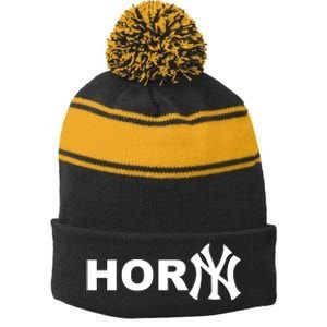 Hor(Ny) Rare Comedy Horny Ny Funny Joke Stripe Pom Pom Beanie