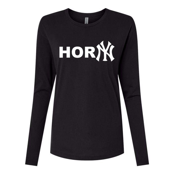 Hor(Ny) Rare Comedy Horny Ny Funny Joke Womens Cotton Relaxed Long Sleeve T-Shirt