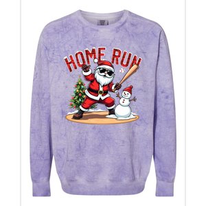 Home Run Christmas Baseball Santa Claus Snow Xmas Cute Gift Colorblast Crewneck Sweatshirt