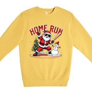 Home Run Christmas Baseball Santa Claus Snow Xmas Cute Gift Premium Crewneck Sweatshirt