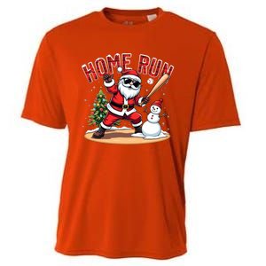 Home Run Christmas Baseball Santa Claus Snow Xmas Cute Gift Cooling Performance Crew T-Shirt