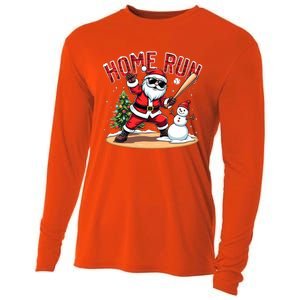 Home Run Christmas Baseball Santa Claus Snow Xmas Cute Gift Cooling Performance Long Sleeve Crew