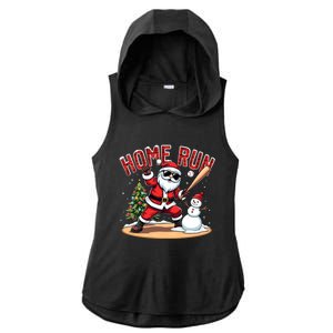 Home Run Christmas Baseball Santa Claus Snow Xmas Cute Gift Ladies PosiCharge Tri-Blend Wicking Draft Hoodie Tank