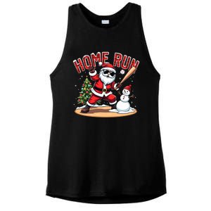 Home Run Christmas Baseball Santa Claus Snow Xmas Cute Gift Ladies PosiCharge Tri-Blend Wicking Tank