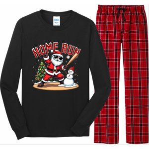 Home Run Christmas Baseball Santa Claus Snow Xmas Cute Gift Long Sleeve Pajama Set