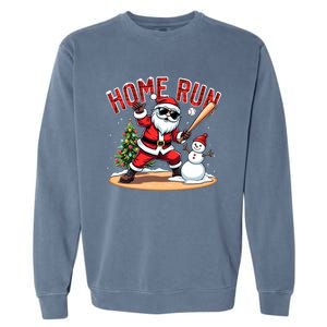 Home Run Christmas Baseball Santa Claus Snow Xmas Cute Gift Garment-Dyed Sweatshirt