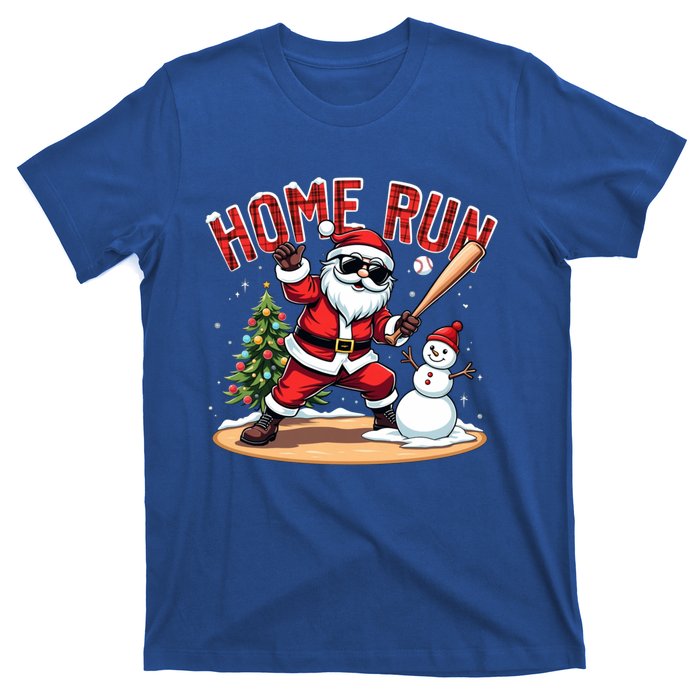 Home Run Christmas Baseball Santa Claus Snow Xmas Cute Gift T-Shirt