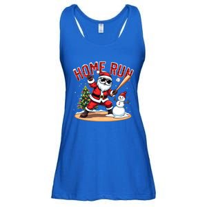 Home Run Christmas Baseball Santa Claus Snow Xmas Cute Gift Ladies Essential Flowy Tank