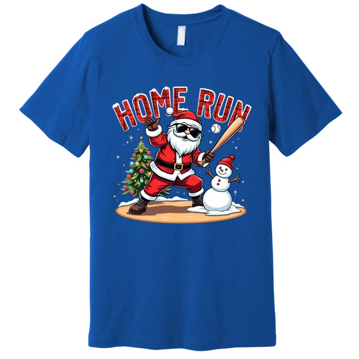 Home Run Christmas Baseball Santa Claus Snow Xmas Cute Gift Premium T-Shirt