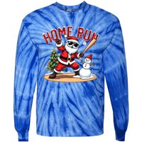 Home Run Christmas Baseball Santa Claus Snow Xmas Cute Gift Tie-Dye Long Sleeve Shirt