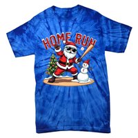 Home Run Christmas Baseball Santa Claus Snow Xmas Cute Gift Tie-Dye T-Shirt