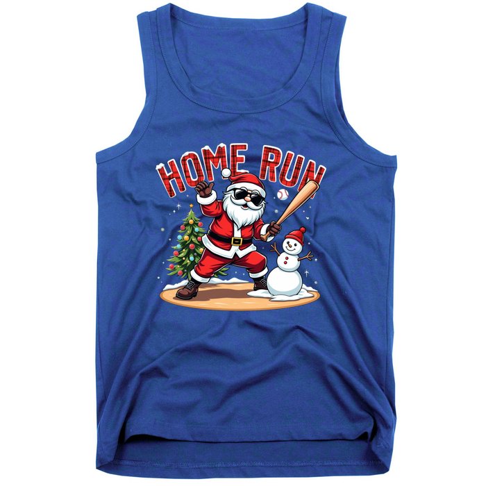 Home Run Christmas Baseball Santa Claus Snow Xmas Cute Gift Tank Top