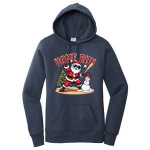 Home Run Christmas Baseball Santa Claus Snow Xmas Cute Gift Women's Pullover Hoodie