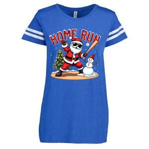 Home Run Christmas Baseball Santa Claus Snow Xmas Cute Gift Enza Ladies Jersey Football T-Shirt