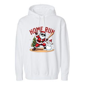 Home Run Christmas Baseball Santa Claus Snow Xmas Cute Gift Garment-Dyed Fleece Hoodie