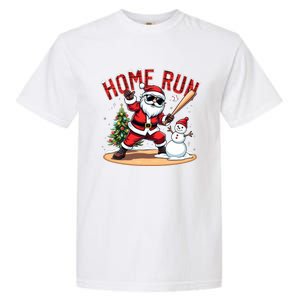 Home Run Christmas Baseball Santa Claus Snow Xmas Cute Gift Garment-Dyed Heavyweight T-Shirt