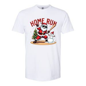 Home Run Christmas Baseball Santa Claus Snow Xmas Cute Gift Softstyle CVC T-Shirt