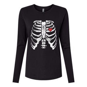 Heart Rib Cage Xray Funny Halloween Skeleton Womens Cotton Relaxed Long Sleeve T-Shirt