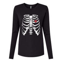 Heart Rib Cage Xray Funny Halloween Skeleton Womens Cotton Relaxed Long Sleeve T-Shirt